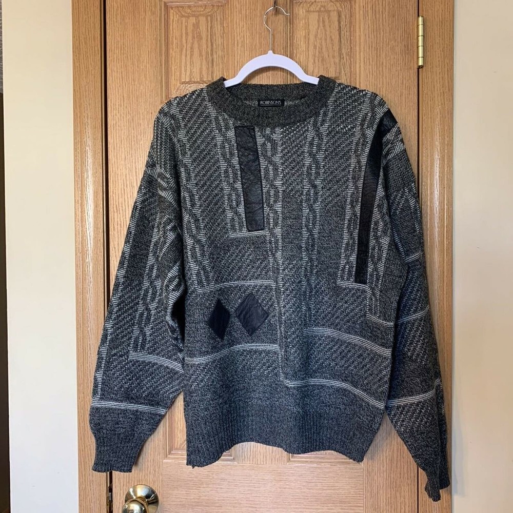 Robinson's Mens Sweater Accents Vtg XL Wool Blend